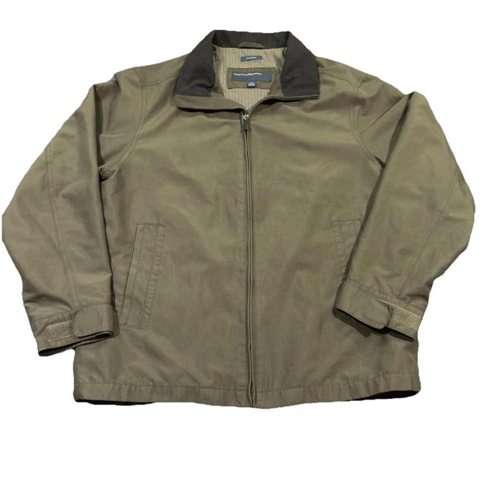 Perry Ellis Portfolio Men's Medium Light Weight Zip Front Jacket Olive Green